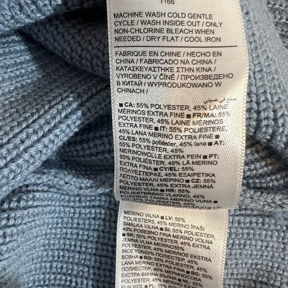 ATHLETA Women’s Hanover Merino Wool Blend V-Neck Knit Sweater Blue Small Winter - Picture 9 of 10